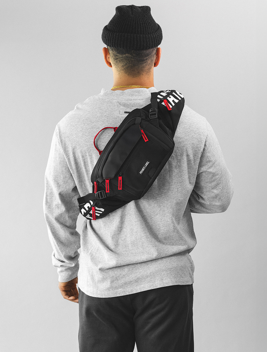 Black Red Waist Sling Bag Private Label – PRIVATE LABEL