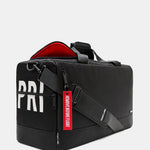 A black carry-on travel bag with red accents and the text ' Private Label ' written in white on the side. The bag appears to have multiple compartments and is designed for travel and sports gear.
