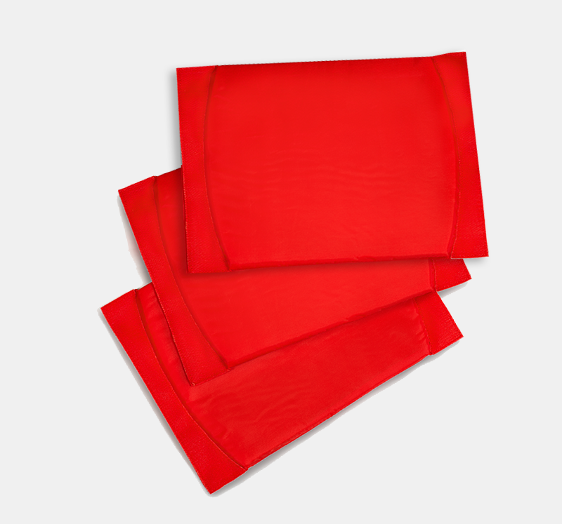 Three red dividers stacked on a white background