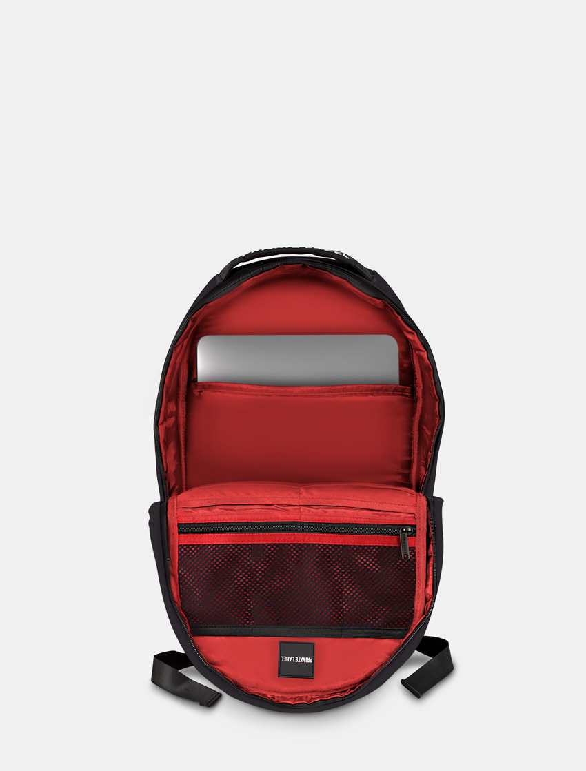black and red leather backpack Noble in & Several pockets and separate compartments on the inside and outside allow the wearer to store accessories GLOBETROTTER - Full-grain Leather Backpack